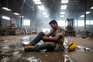 Injured construction worker after slip and fall on hazardous property in California - premises liability case example